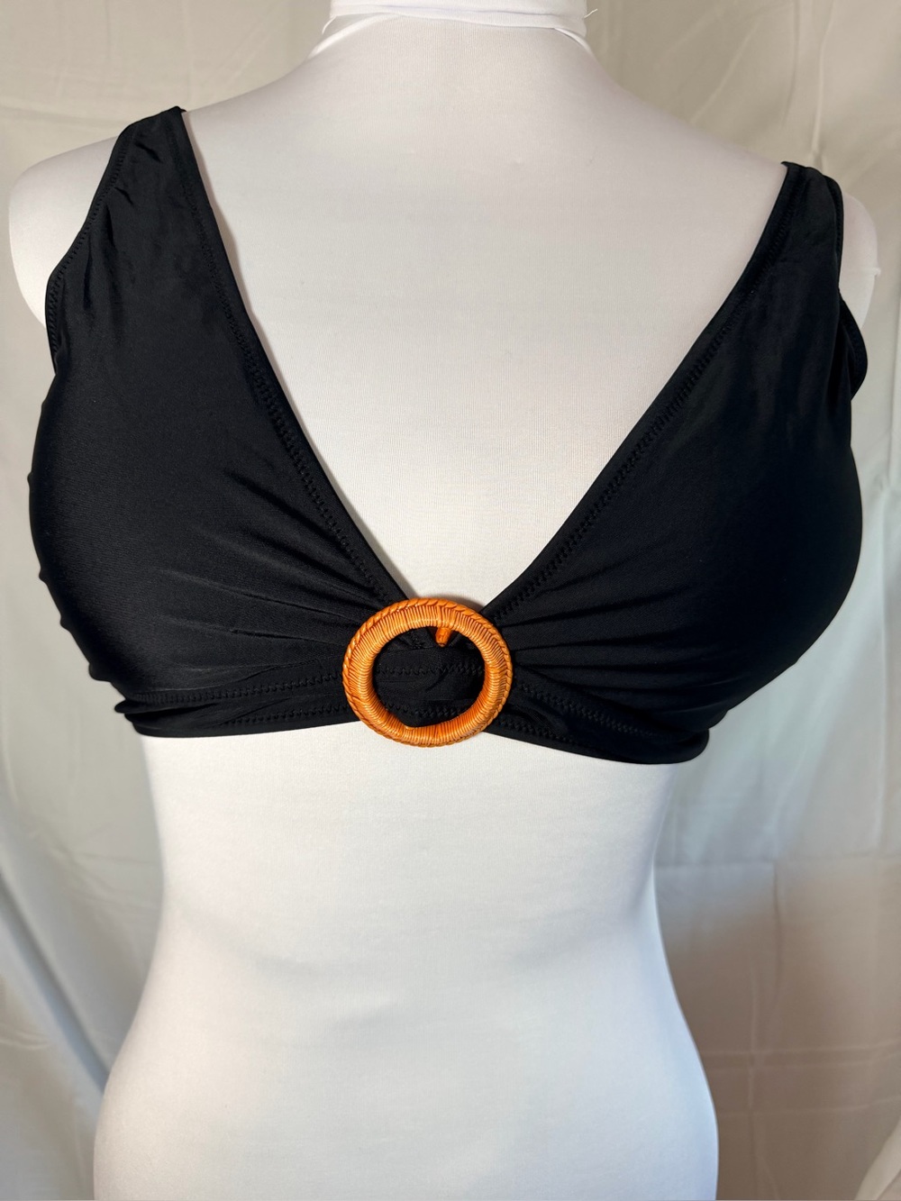 Black Bikini Top with Orange Ring Accent
